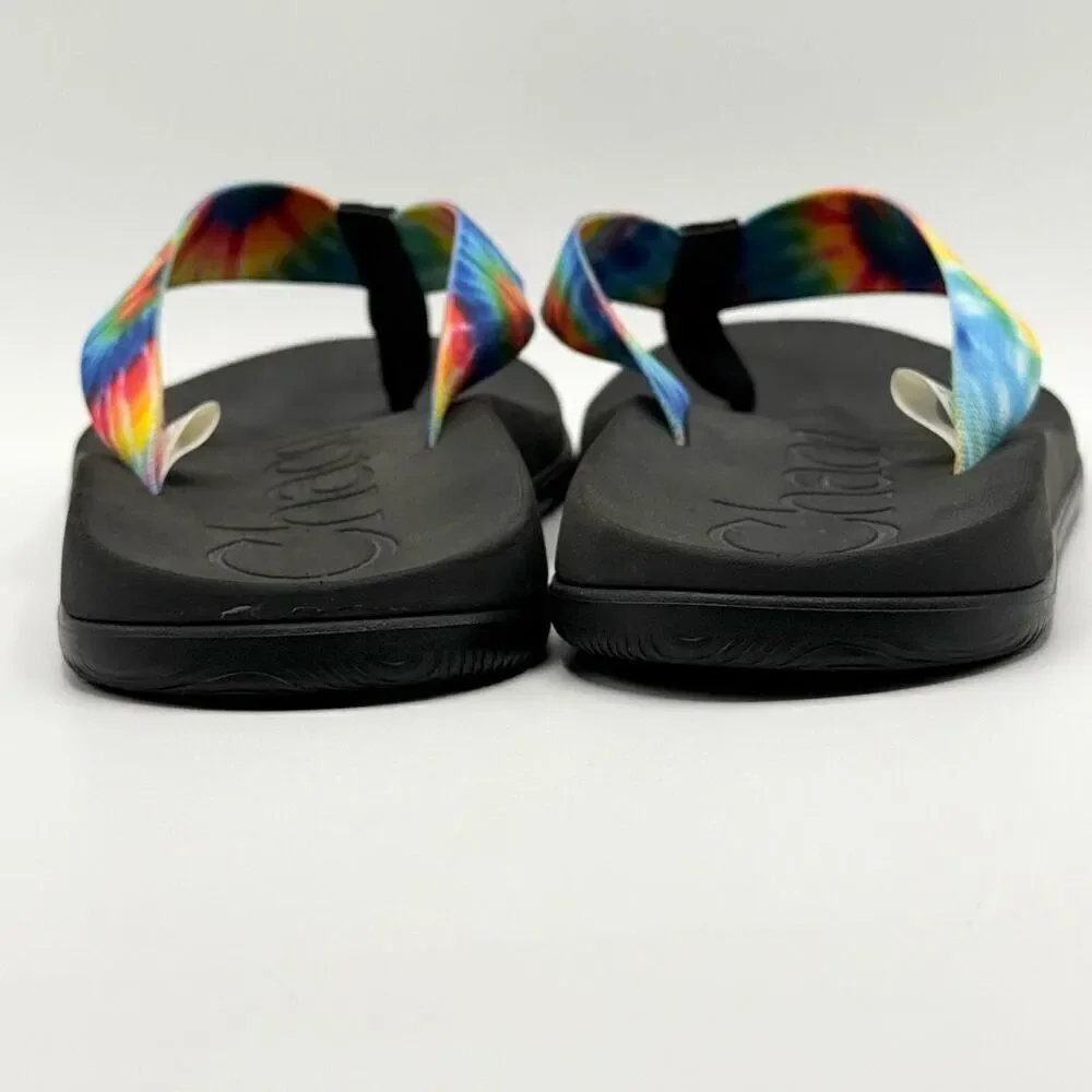Chaco Chillos Flip Flops in Rainbow Tie Dye - Men’s US 12